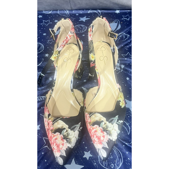 Jessica Simpson Shoes - Jessica Simpson Floral Block Heel Ankle Strap Pointed Toe Shoes Multicolor 6m